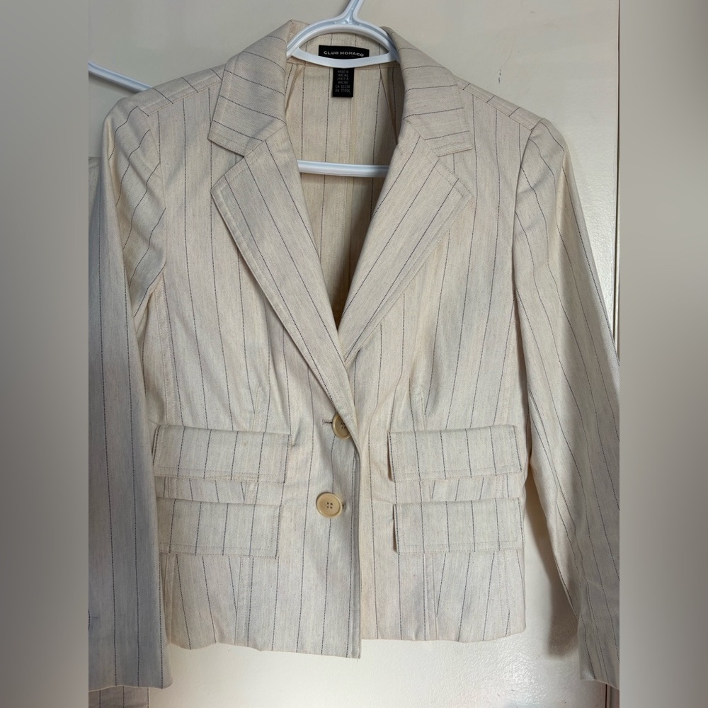 Club Monaco suit Cotton - Linen 2 Piece Suit Flare pants and blazer